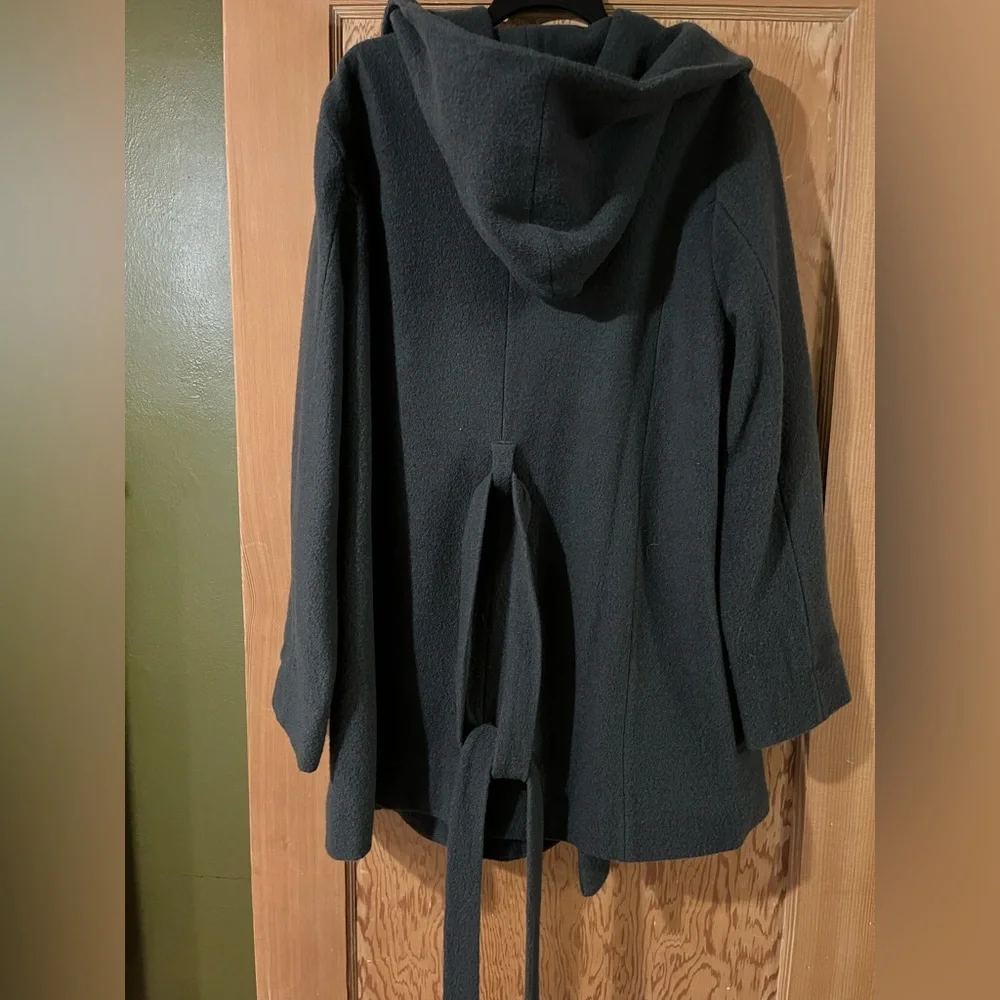 Garnet Hill Charcoal Belted Shawl Collar Coat - Picture 8 of 8